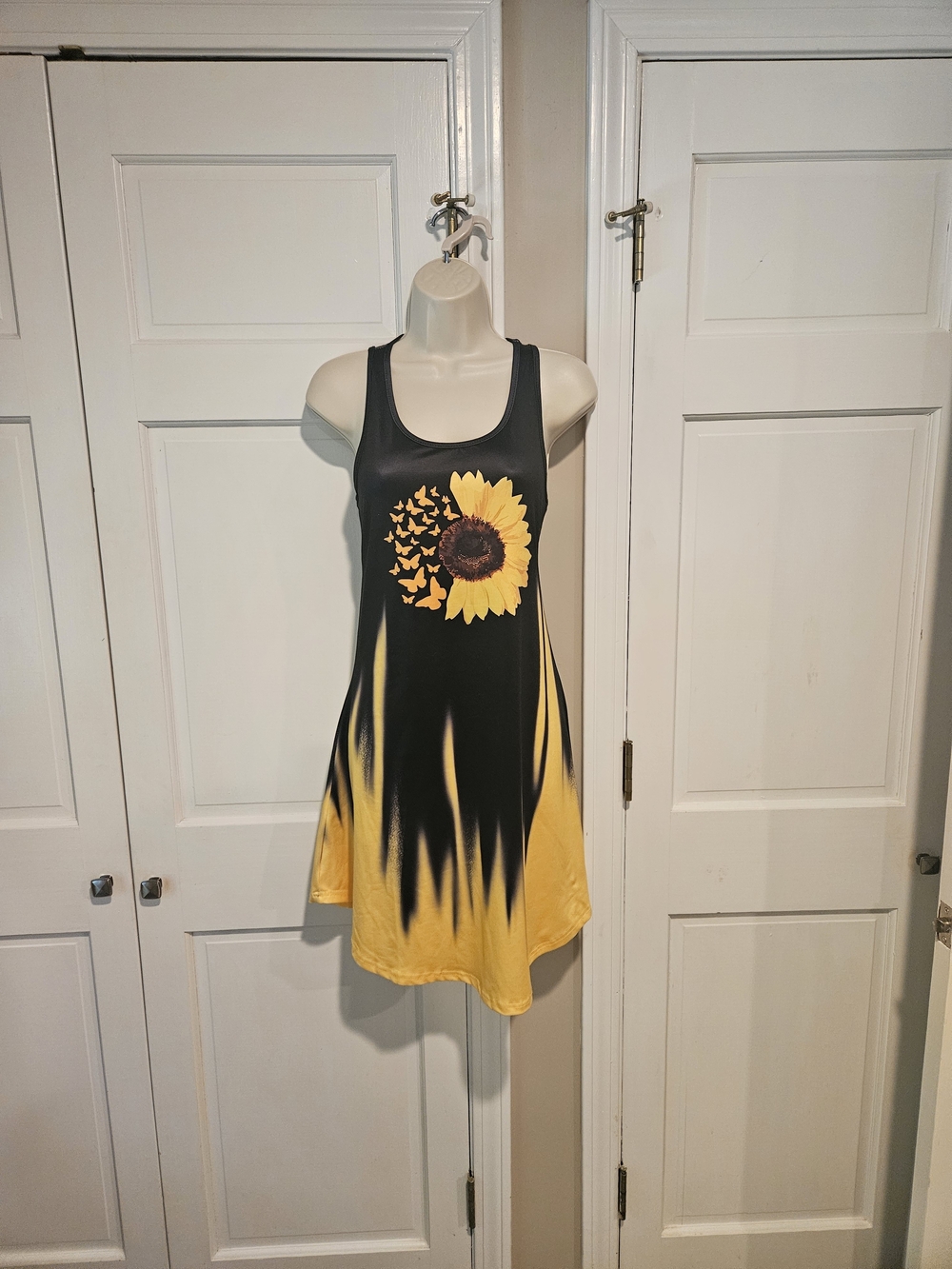Black & Yellow Sunflower Tank Dress